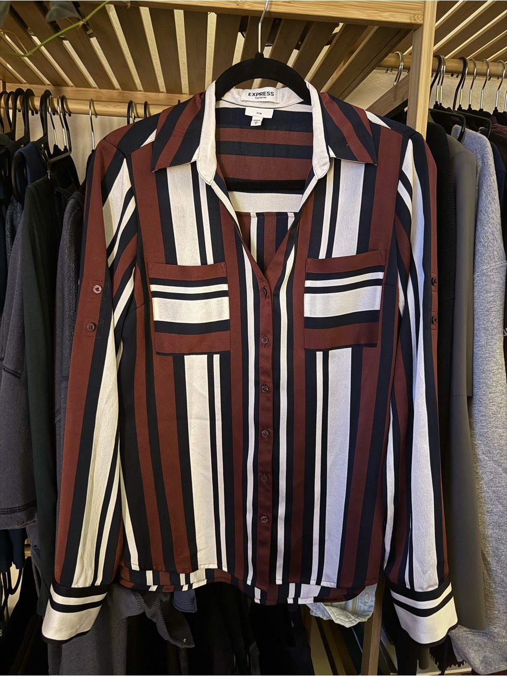 Express Portofino Striped Button Down - Picture 2 of 4